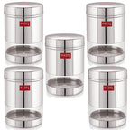 Transparent Steel Container, 700 ML – Set of 5