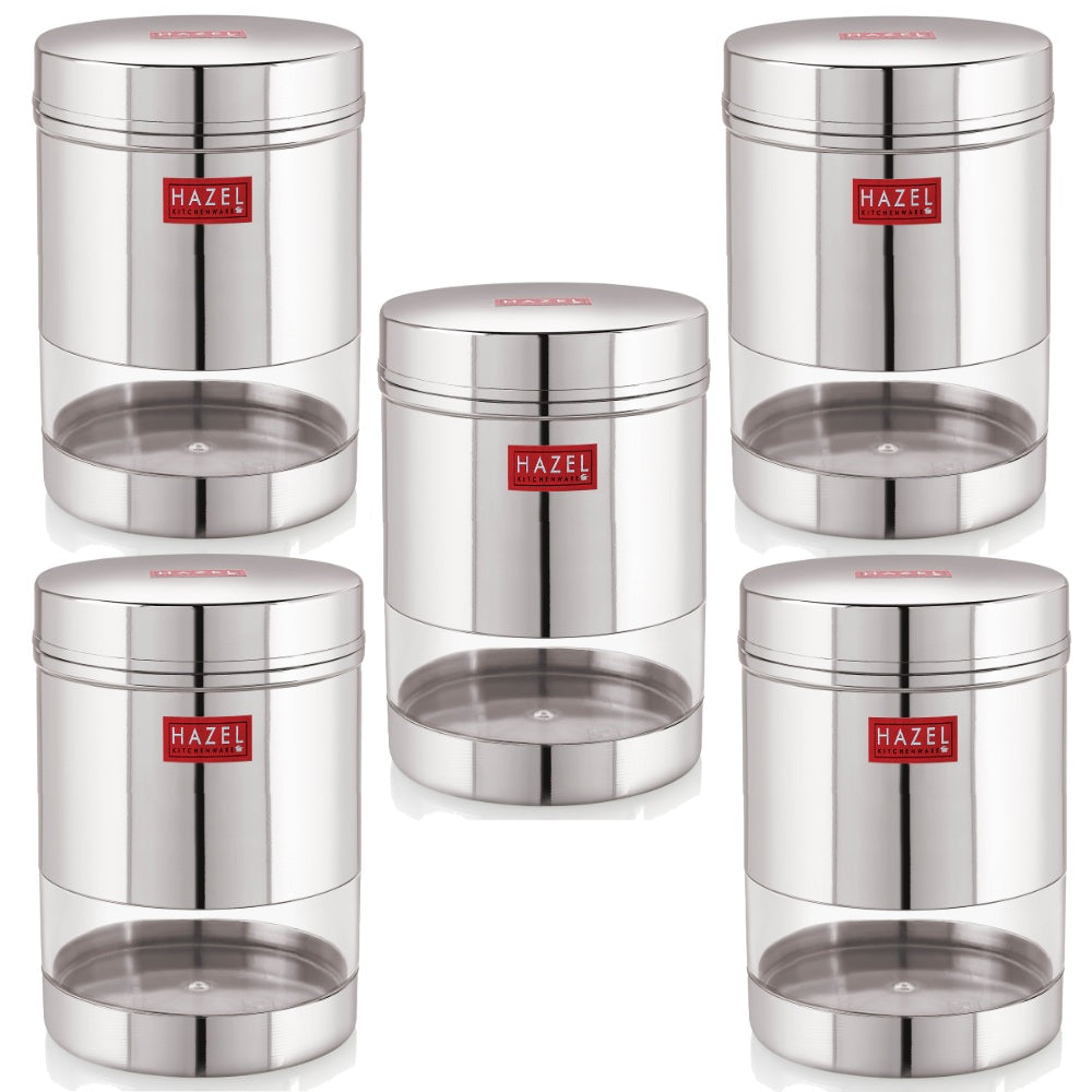 Transparent Steel Container, 700 ML – Set of 5