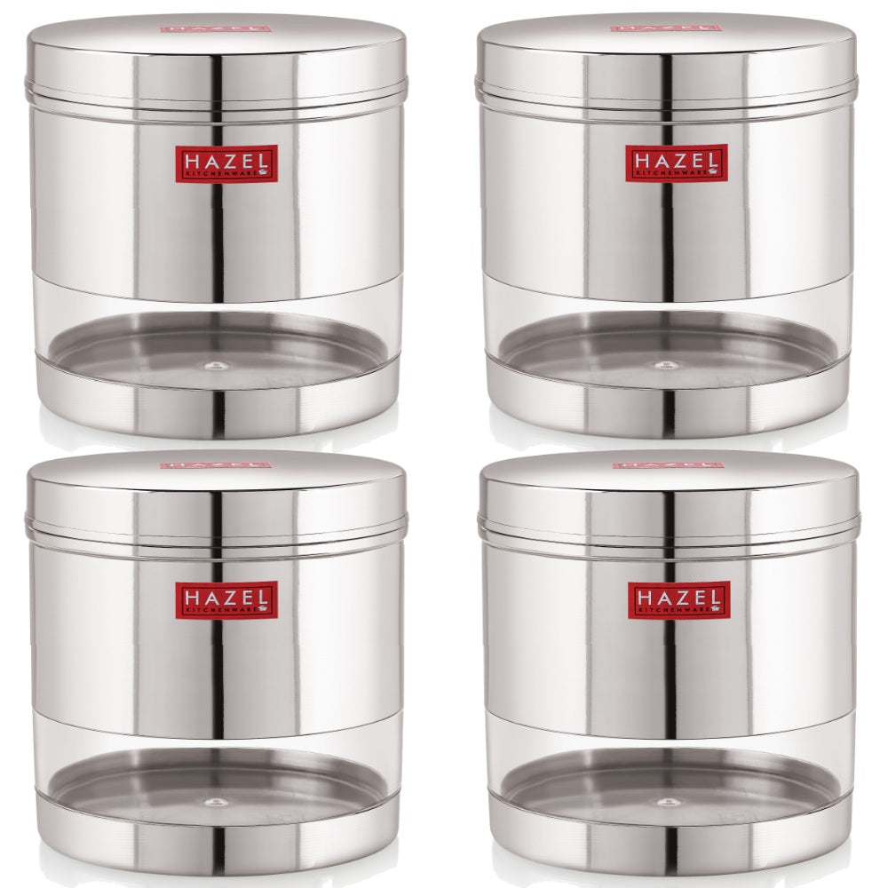 Transparent Steel Container, 700 ML – Set of 4