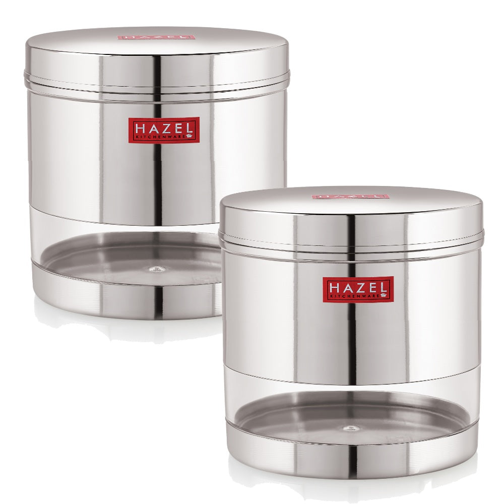 Transparent Steel Container, 700 ML – Set of 2
