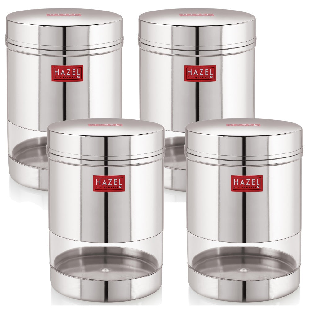 Transparent Steel Container, 1350 ML – Set of 4