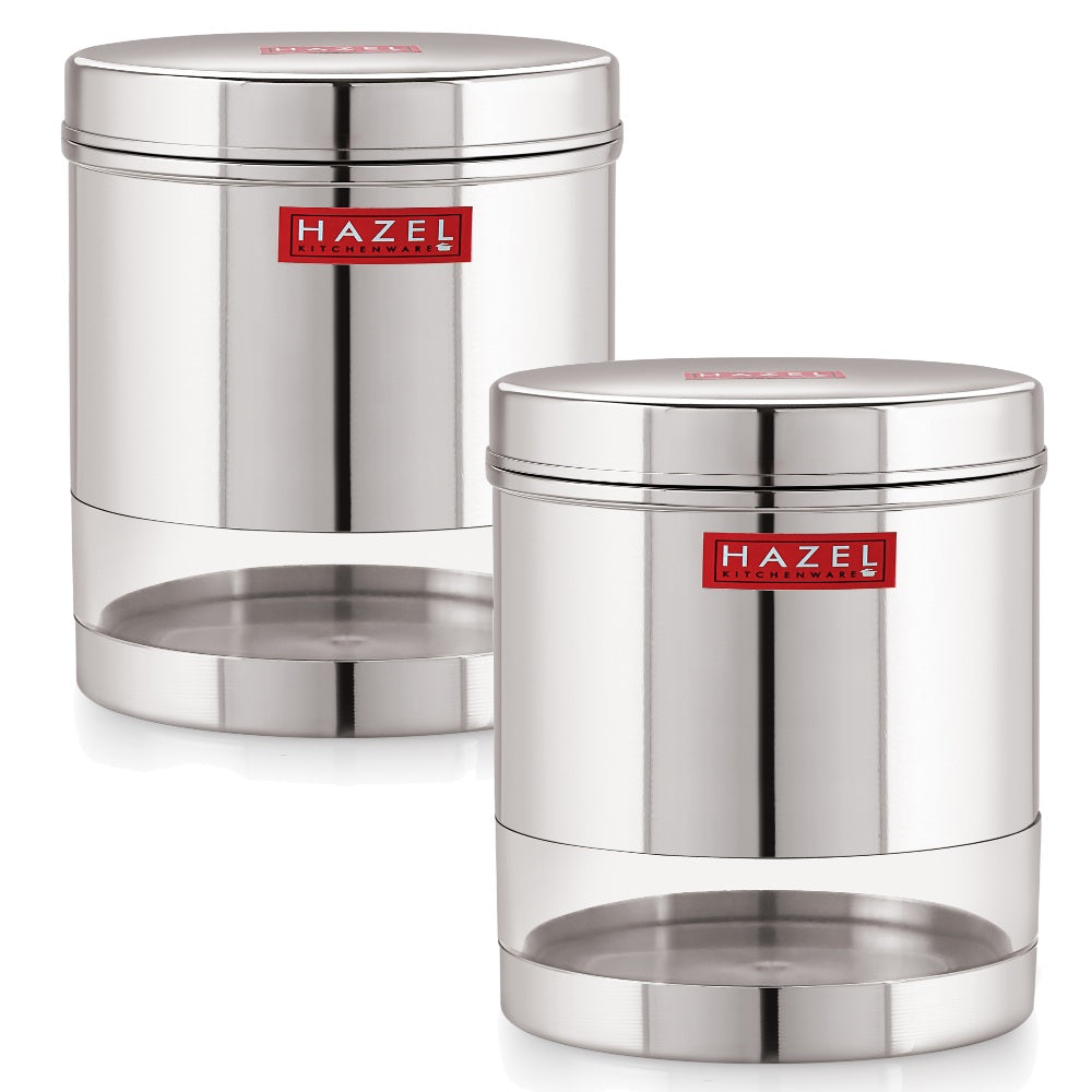 Stainless Steel Transparent Container, Set of 2 - 950 ML Each