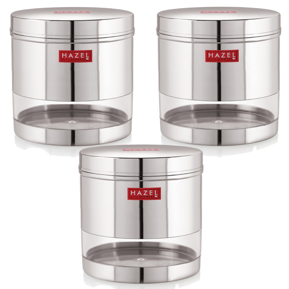 Transparent Steel Container, 700 ML – Set of 3
