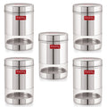 Transparent Wide Mouth Steel Container 600 ML – Set of 5