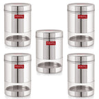 Transparent Wide Mouth Steel Container 600 ML – Set of 5