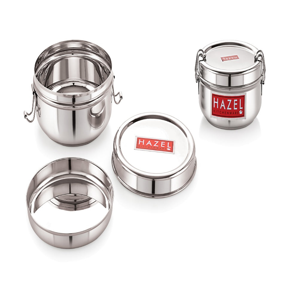 Stainless Steel Tiffin Box, Leak Proof, Set Of 2 (350 & 700 ML)