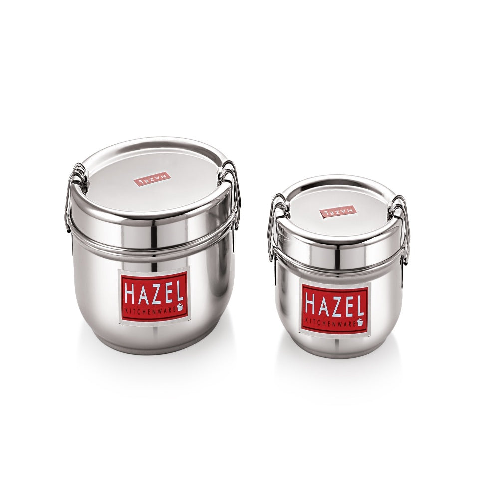 Stainless Steel Tiffin Box, Leak Proof, Set Of 2 (350 & 700 ML)