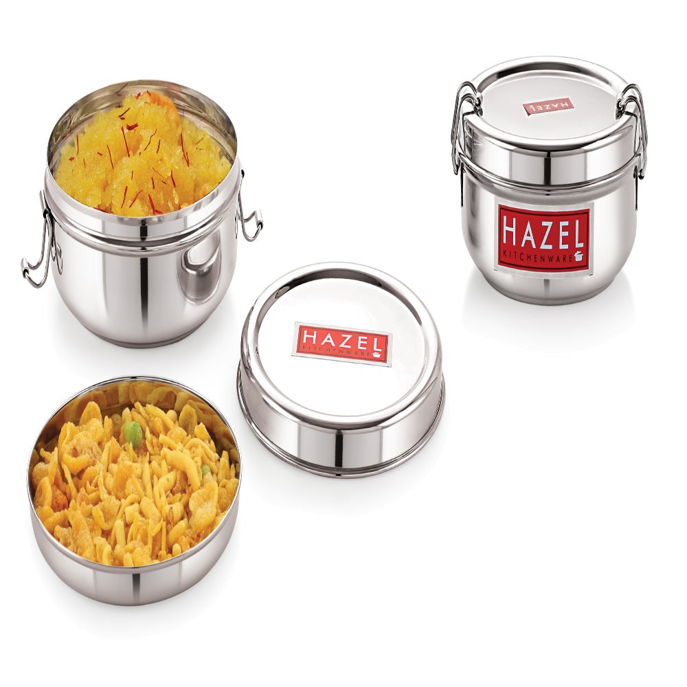 Steel Lunch Box, Leak Proof, Set Of 2 (500 & 700 ML)