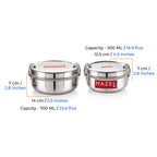 Steel Lunch Box, Leak Proof, Set Of 2 (500 & 700 ML)