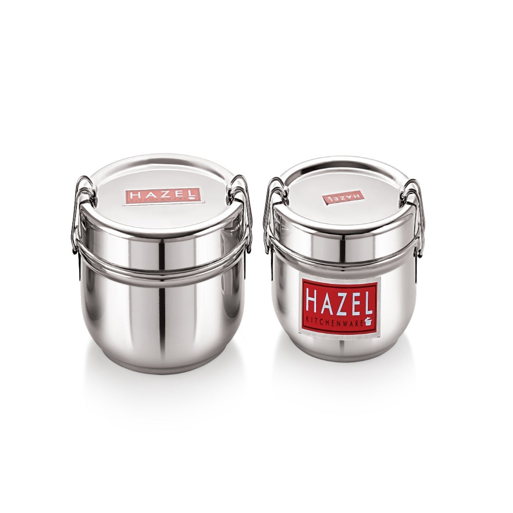 Steel Lunch Box, Leak Proof, Set Of 2 (500 & 700 ML)