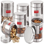 Stainless Steel Glossy Transparent Container, Set of 6 - 400ML