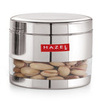 Stainless Steel Glossy Transparent Container, Set of 6 - 400ML