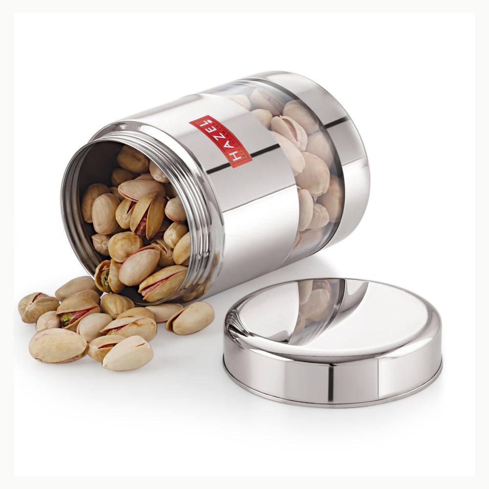 Stainless Steel Glossy Transparent Container, Set of 6 - 400ML