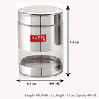 Stainless Steel Glossy Transparent Container, Set of 6 - 400ML