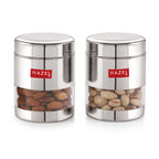 Stainless Steel Glossy Transparent Container, Set of 2 - 400ML