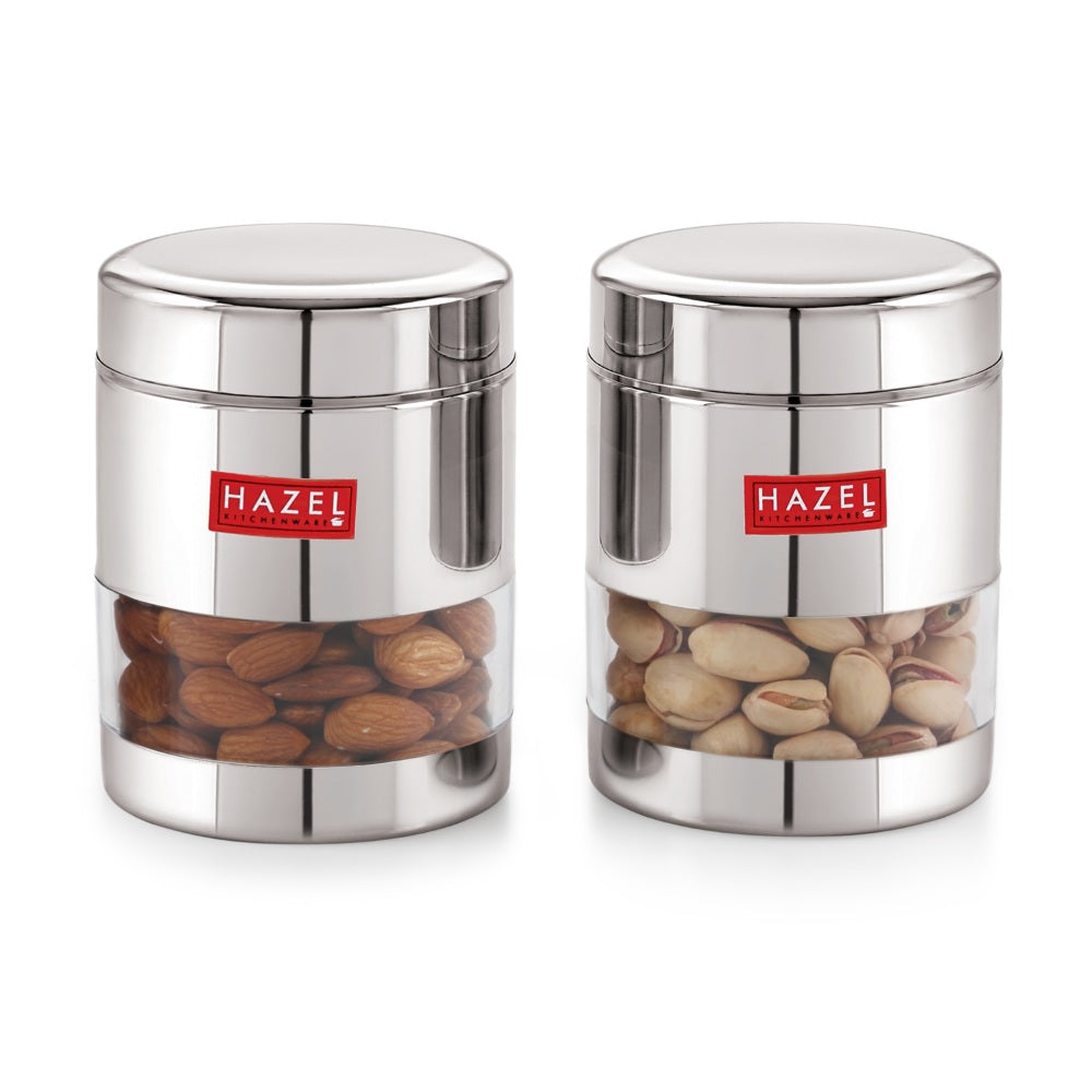 Stainless Steel Glossy Transparent Container, Set of 2 - 400ML