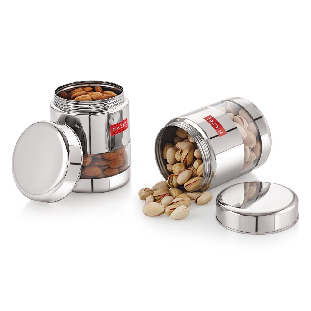 Stainless Steel Glossy Transparent Container, Set of 2 - 400ML