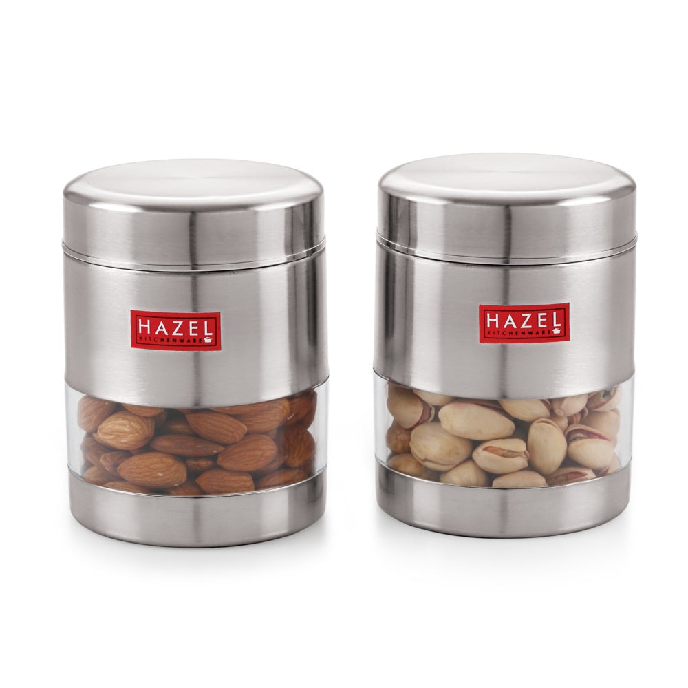 Stainless Steel See Through Storage Jars for Spices & Snacks