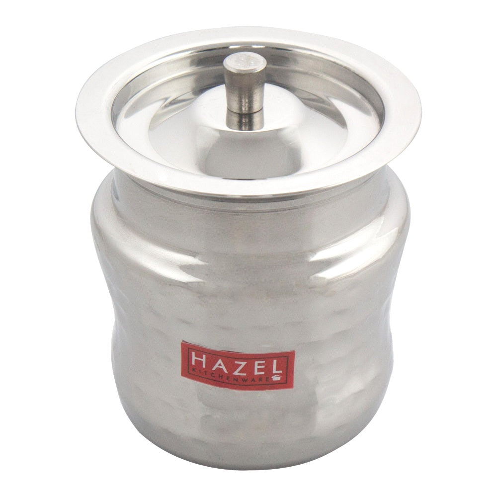 Stainless Hammered Finish Oil or Ghee Jar, 400 ML
