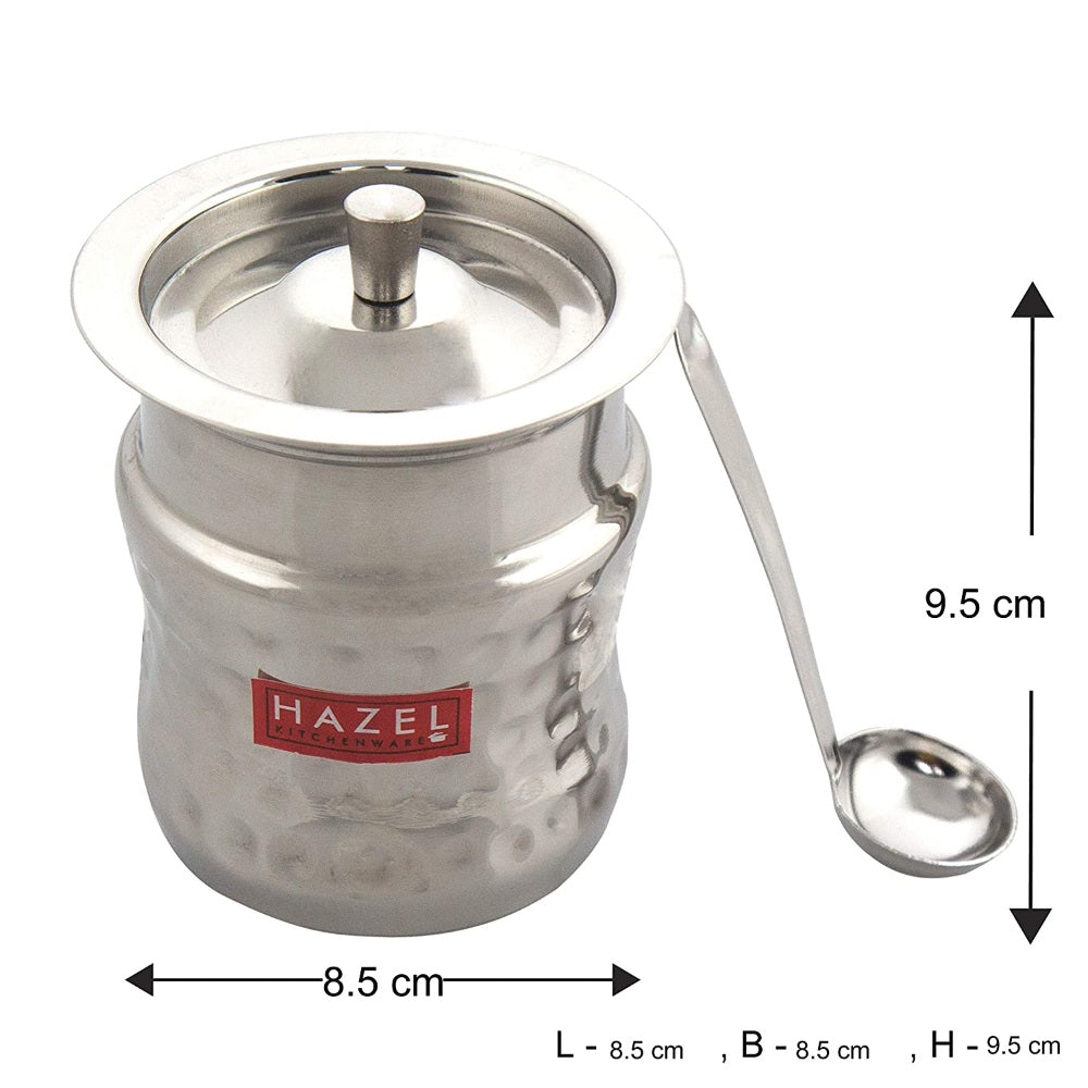 Stainless Hammered Finish Oil or Ghee Jar, 400 ML