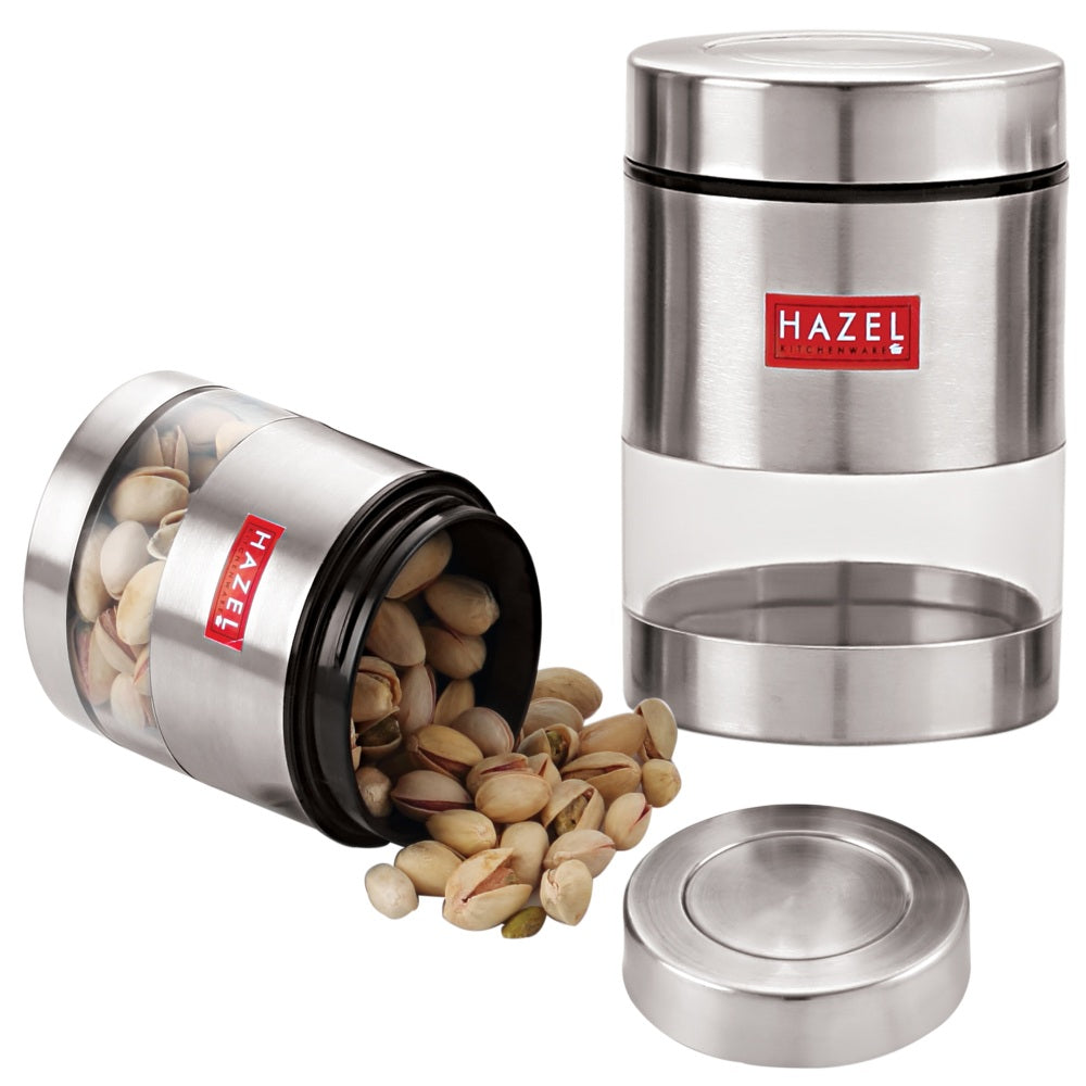 Stainless Steel Transparent Container Set of 2, 500ML Each