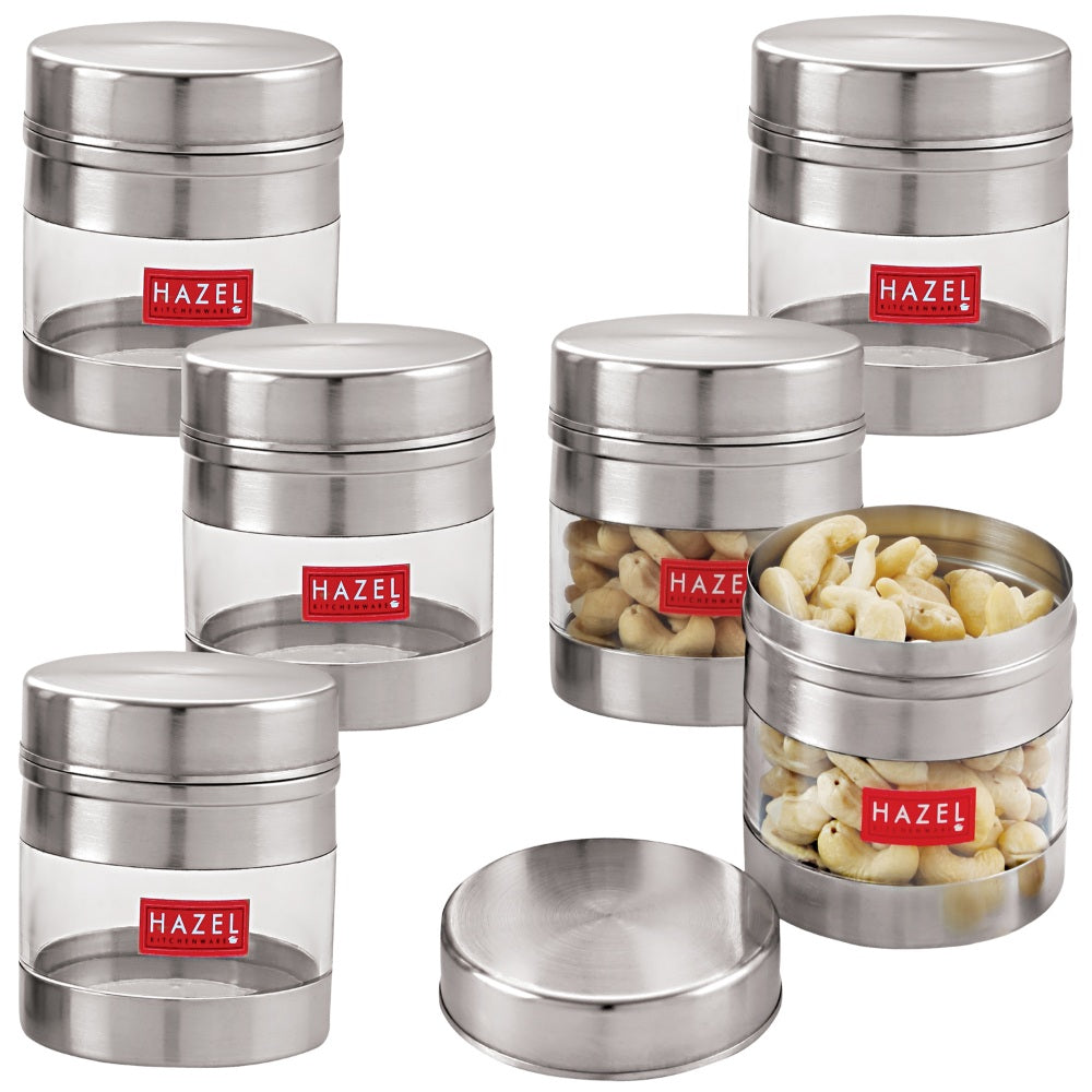 Stainless Steel Transparent Container Set of 6, 350ML Each