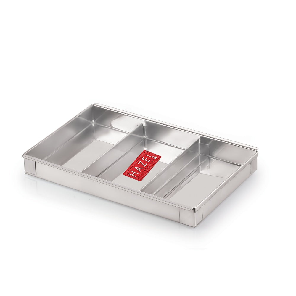 Stainless Steel Cash Box  With 4 Compartments - Set Of 2 (Small and Medium)