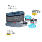 Stainless Steel Tiffin Box Set of 3 (2 Pc - 300 ML Each, 450 ML Roti Dabba With Bag)