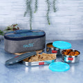 Kids Lunch Box Set  with Bag |Steel Leak Proof Containers (2 Pc - 450 ML Each with Chapati Dabba)