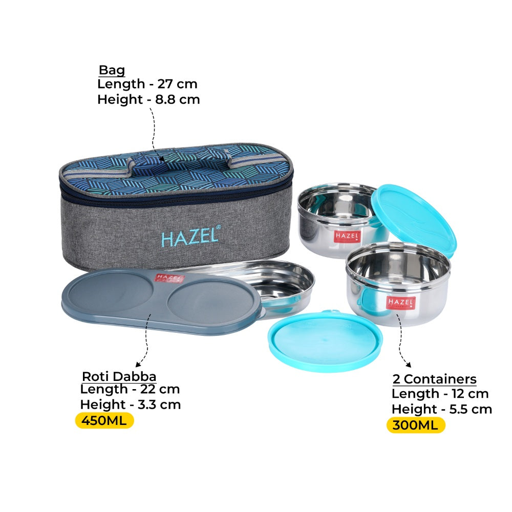 Kids Lunch Box Set  with Bag |Steel Leak Proof Containers (2 Pc - 450 ML Each with Chapati Dabba)