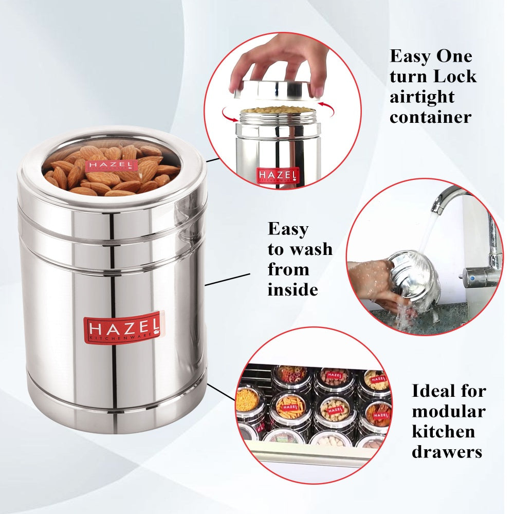Steel Sugar Container with Transparent Lid , 1400ML
