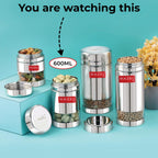 Transparent Airtight Steel Storage Containers – 600 ML, Set of 6