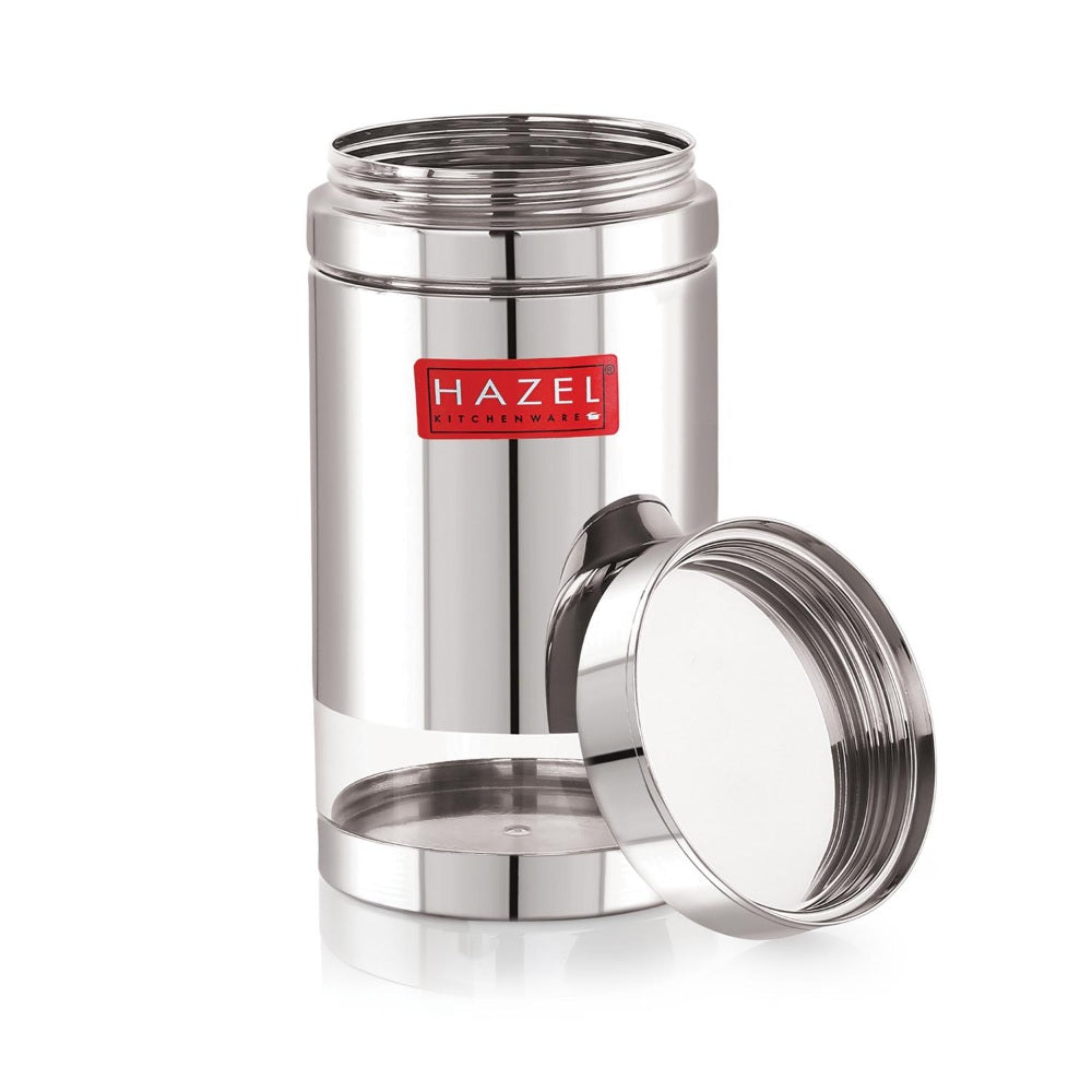 Transparent Airtight Steel Storage Containers – 1200 ML, Set of 2