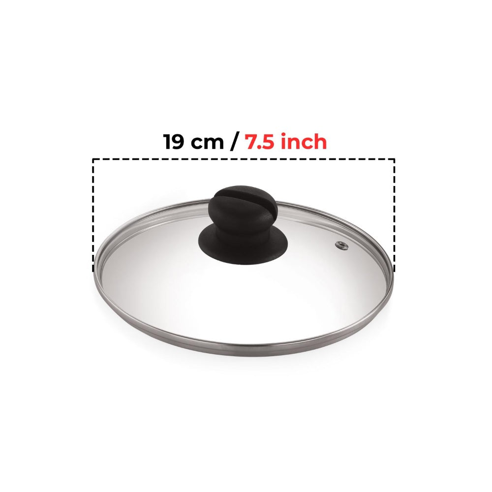 Glass Cookware Lid with Knob, Built In Steam Vents – 19 cm