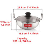 4mm Aluminium Kadai With Glass Lid -   1125 ML, 19cm