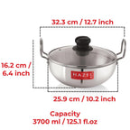 4mm Aluminium Kadai With Glass Lid -   3700 ML, 25.8cm