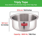 Triply Stainless Steel Tope, Induction Base –  5.8 L, 27.6 cm