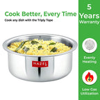 Triply Stainless Steel Tope, Induction Base –  5.8 L, 27.6 cm