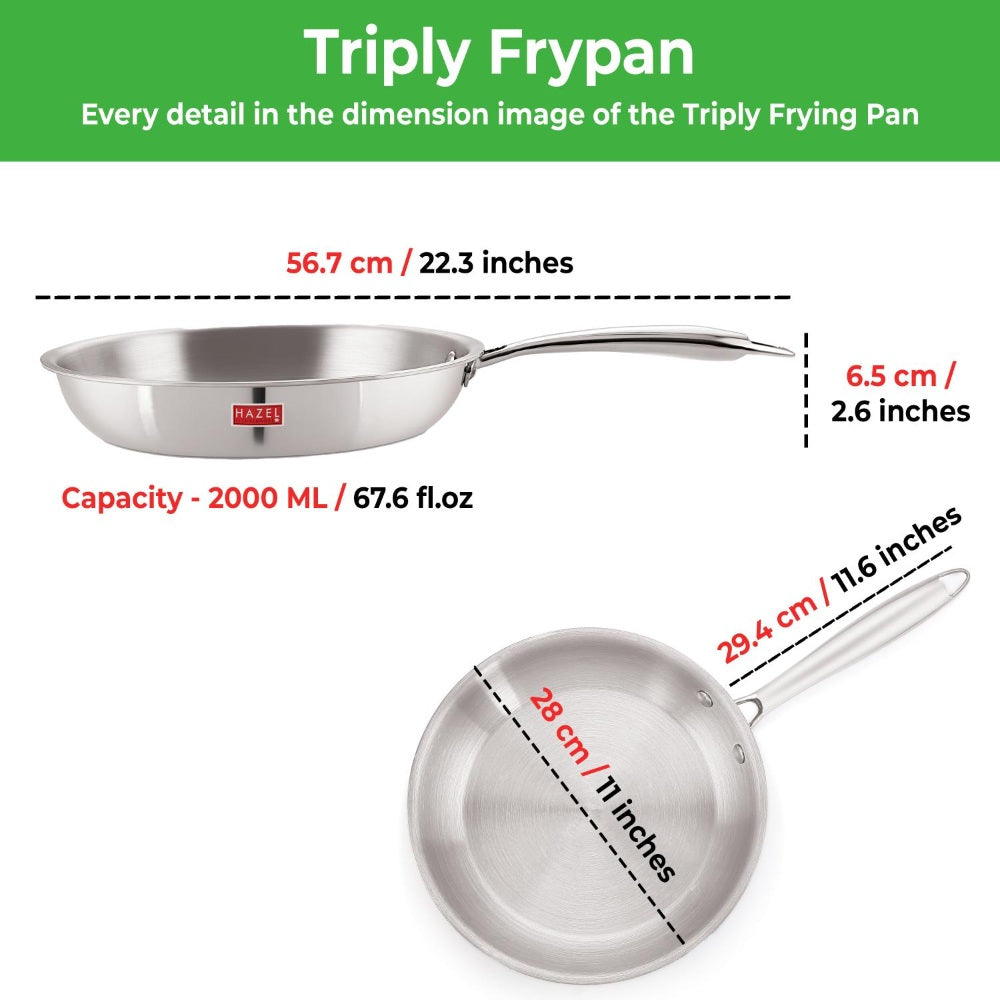 Triply Stainless Steel  Fry Pan, 2 L, 28 cm