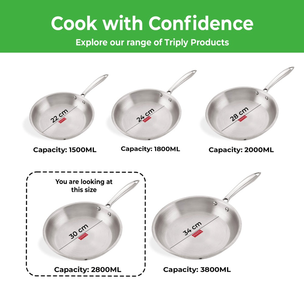 Triply Stainless Steel  Fry Pan, 2.8 L, 30 cm