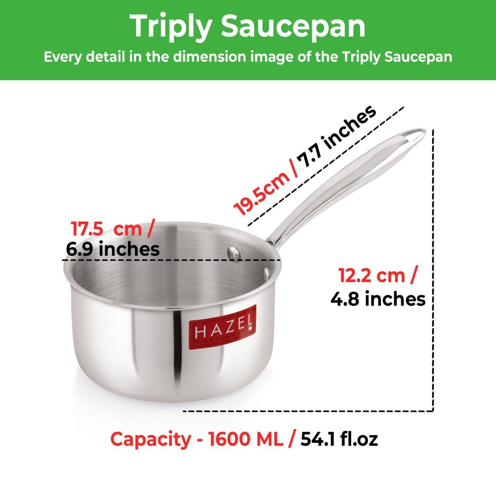 Triply Stainless Steel Induction  Milkpan – 1.6 L, 16 cm