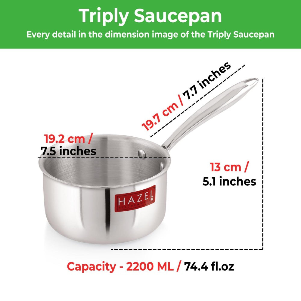 Triply Stainless Steel Induction Milkpan–  2.2 L, 19.2 cm