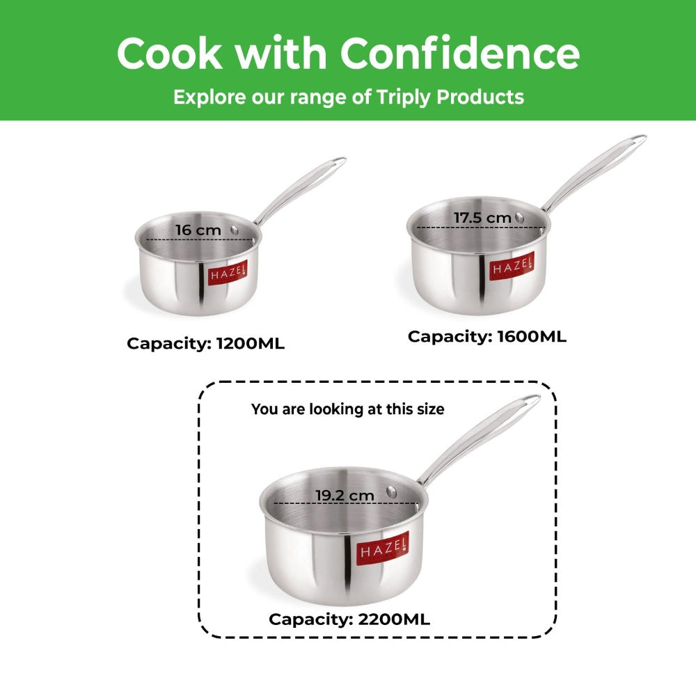 Triply Stainless Steel Induction Milkpan–  2.2 L, 19.2 cm