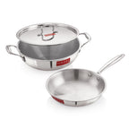 Triply Stainless Steel Induction Kadhai(3 L) with Lid & Fry Pan (1.5 L)