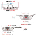 Triply Stainless Steel Induction Kadhai(3 L) with Lid & Fry Pan (1.5 L)