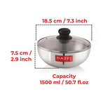 Aluminium Tasra with Glass Lid – 1500 ML , 18.5 cm