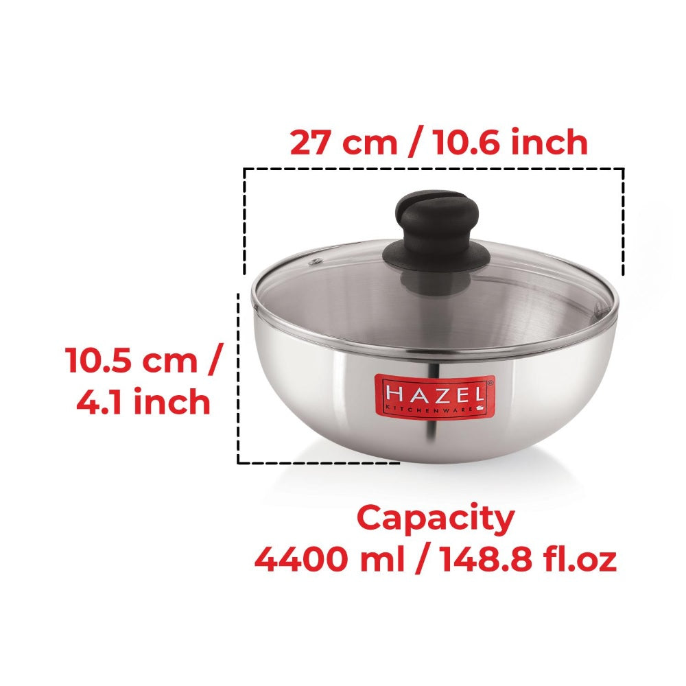 Aluminium Tasra with Glass Lid – 4400 ML , 27 cm