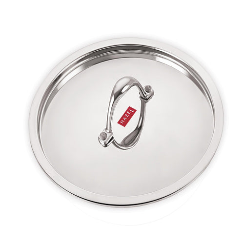 Stainless Steel Cookware Plain Lid with Handle, studio view on a white background