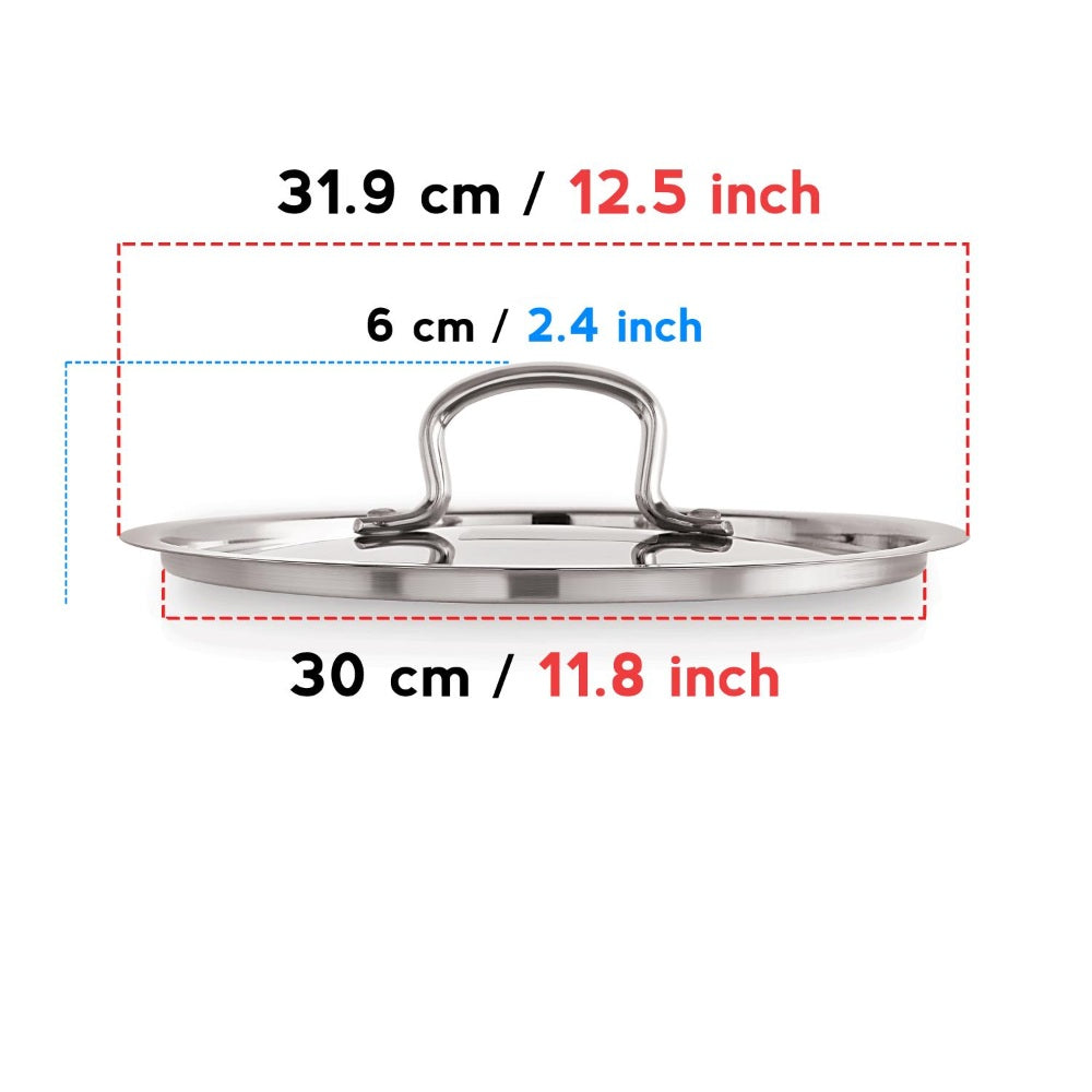 Stainless Steel Cookware Plain Lid with Handle – Outer Diameter 32 cm, Inner Diameter 30 cm