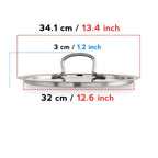 Stainless Steel Cookware Plain Lid with Handle – Outer Diameter 34.2 cm, Inner Diameter 32 cm